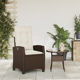 Verstelbare Poly Rattan Tuinstoel met Kussens - Bruin (30% Korting)