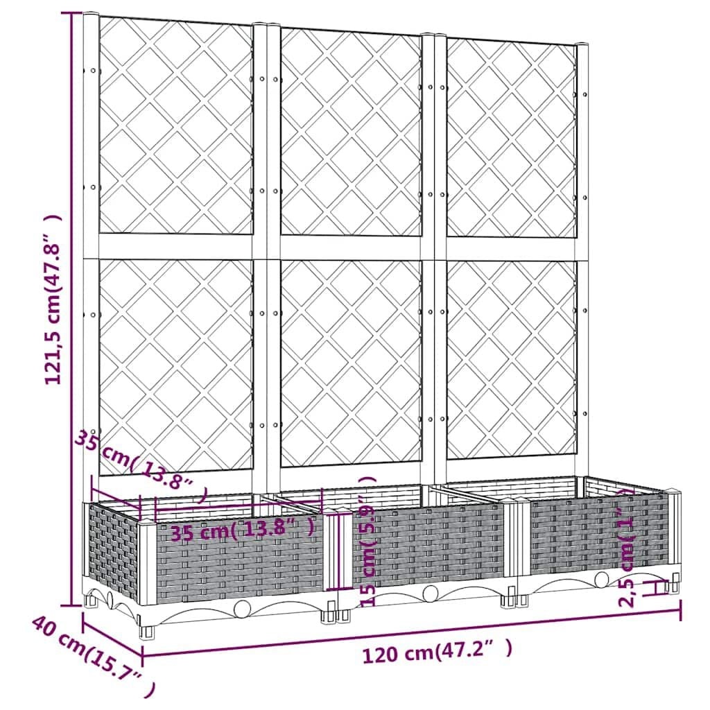 Plantenbak met Latwerk 120x40x121,5cm Donkergrijs - 29% Korting