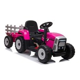 Elektrische Roze Tractor met Aanhanger (3-8 jr) - 35% Korting