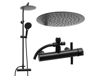 Doucheset Zwart met Regendouche 25cm & Handdouche - 41% Korting