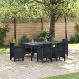 Antraciet Tuinstafel Poly Rattan 150x100cm - 35% Korting