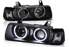 Koplampen met Angel Eyes voor BMW E36 (1990-1999) - Zwart - E-gekeurd - 50% Korting
