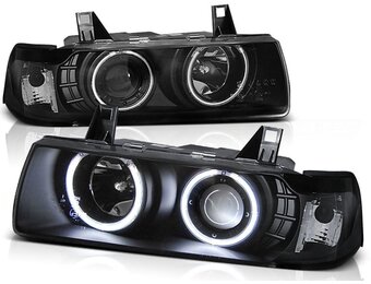 Koplampen met Angel Eyes voor BMW E36 (1990-1999) - Zwart - E-gekeurd - 50% Korting