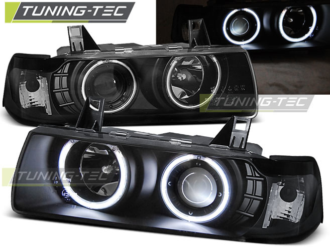 Koplampen met Angel Eyes voor BMW E36 (1990-1999) - Zwart - E-gekeurd - 50% Korting