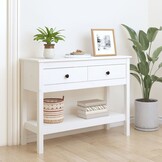 Wandtafel Massief Grenenhout Wit 100x35x75 cm - 35% Korting!