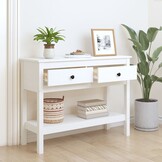 Wandtafel Massief Grenenhout Wit 100x35x75 cm - 35% Korting!
