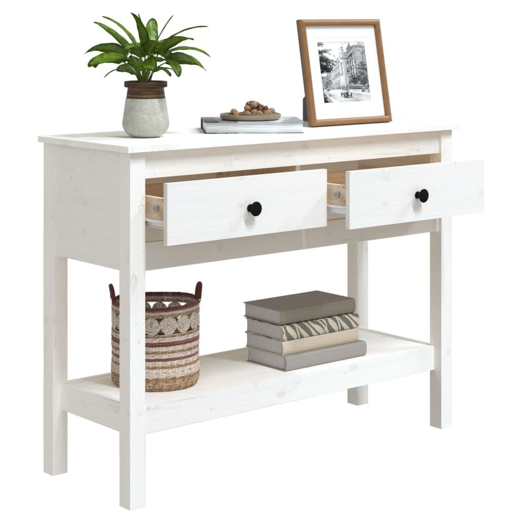 Wandtafel Massief Grenenhout Wit 100x35x75 cm - 35% Korting!