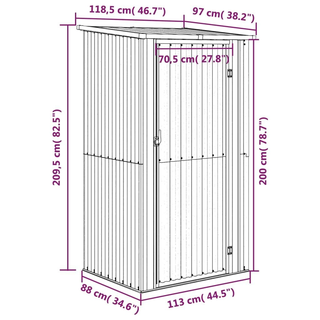 Bruine Tuinschuur van Staal - 118,5x97x209,5 cm - 35% Korting