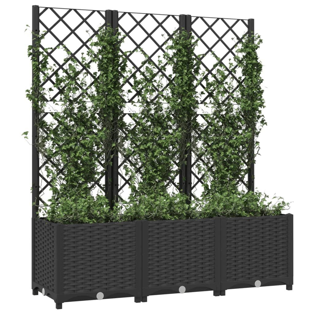 Plantenbak met latwerk 120x40x136 cm Zwart - 34% Korting