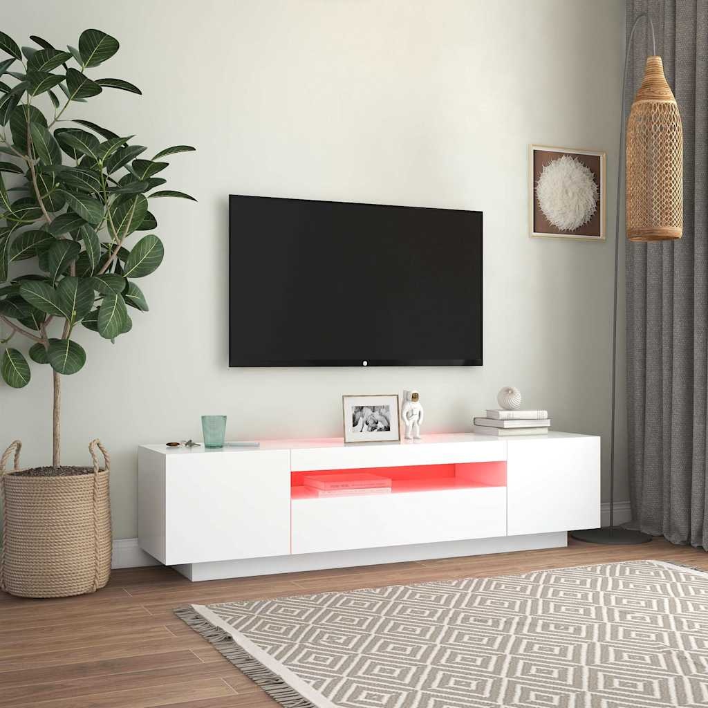 Tv-meubel met LED-verlichting 160cm Wit - 35% Korting