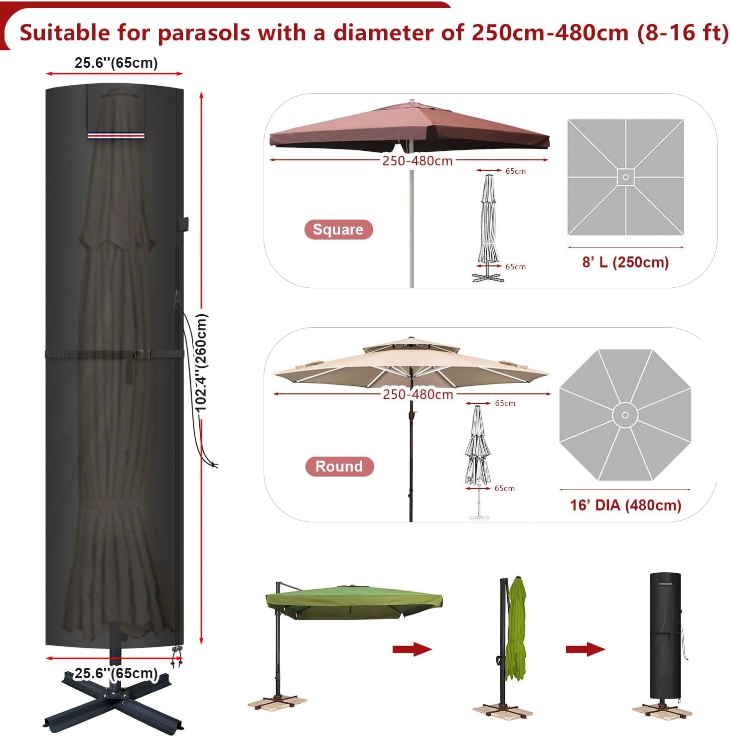 Waterdichte Parasolhoes 420D Oxford - 33% Korting