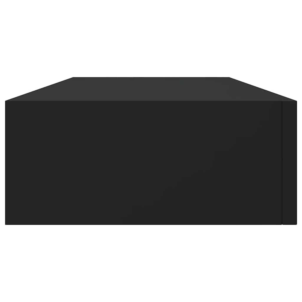 Zwarte Wandplanken met Lade (2 stuks) - MDF & Metaal - 60x23.5x10 cm