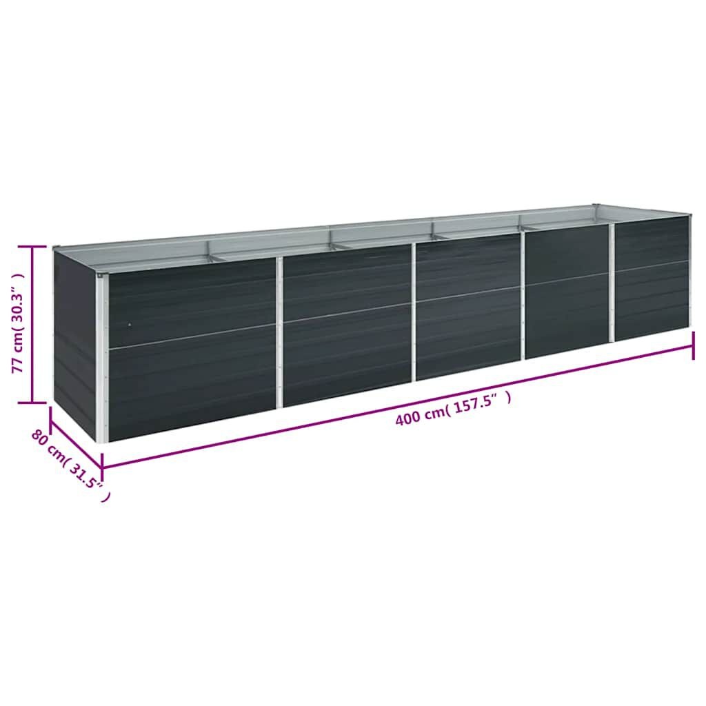 Verhoogde Plantenbak Staal Antraciet 400x80x77 cm - 35% Korting!