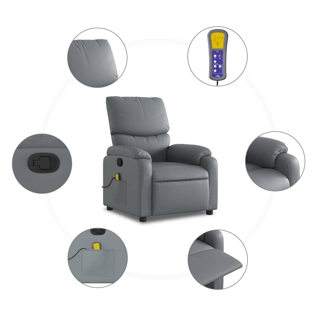 Verstelbare Massagestoel Kunstleer Grijs - 35% Korting!