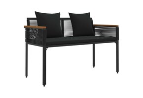 vidaXL Tuinbank Poly Rattan Zwart 2-Persoons (35% Korting)
