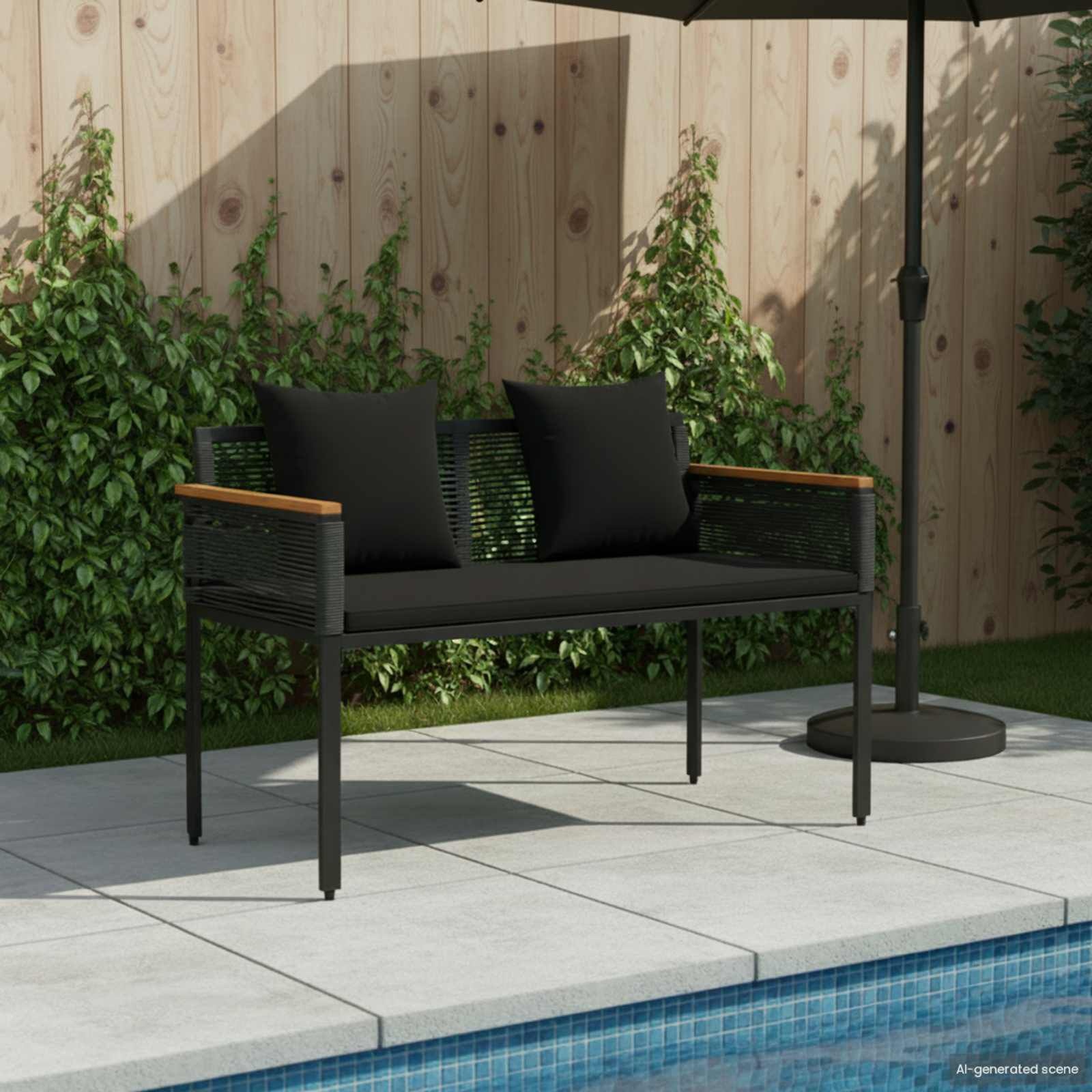 vidaXL Tuinbank Poly Rattan Zwart 2-Persoons (35% Korting)