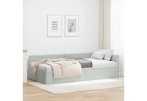 Lichtgrijs Hoekbedframe 80x200 cm - Velvet & Hout - 35% Korting