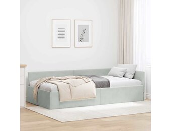 Lichtgrijs Hoekbedframe 80x200 cm - Velvet & Hout - 35% Korting