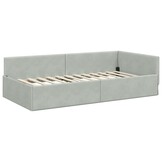 Lichtgrijs Hoekbedframe 80x200 cm - Velvet & Hout - 35% Korting