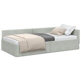 Lichtgrijs Hoekbedframe 80x200 cm - Velvet & Hout - 35% Korting