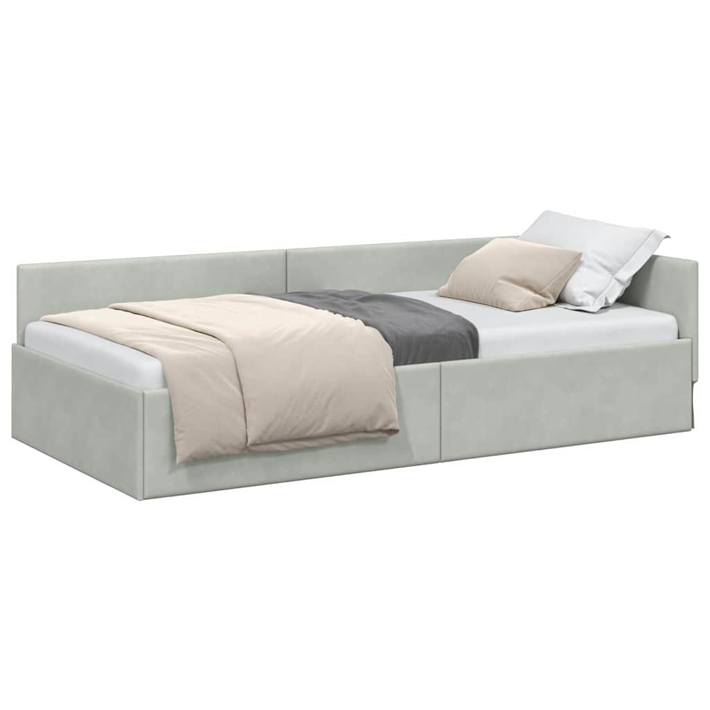 Lichtgrijs Hoekbedframe 80x200 cm - Velvet & Hout - 35% Korting