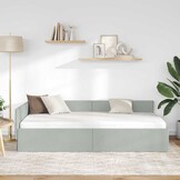 Lichtgrijs Hoekbedframe 80x200 cm - Velvet & Hout - 35% Korting