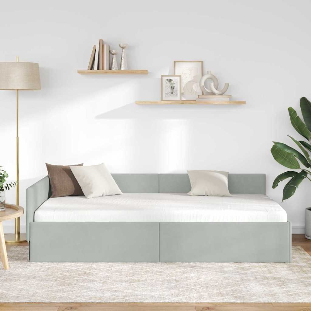 Lichtgrijs Hoekbedframe 80x200 cm - Velvet & Hout - 35% Korting