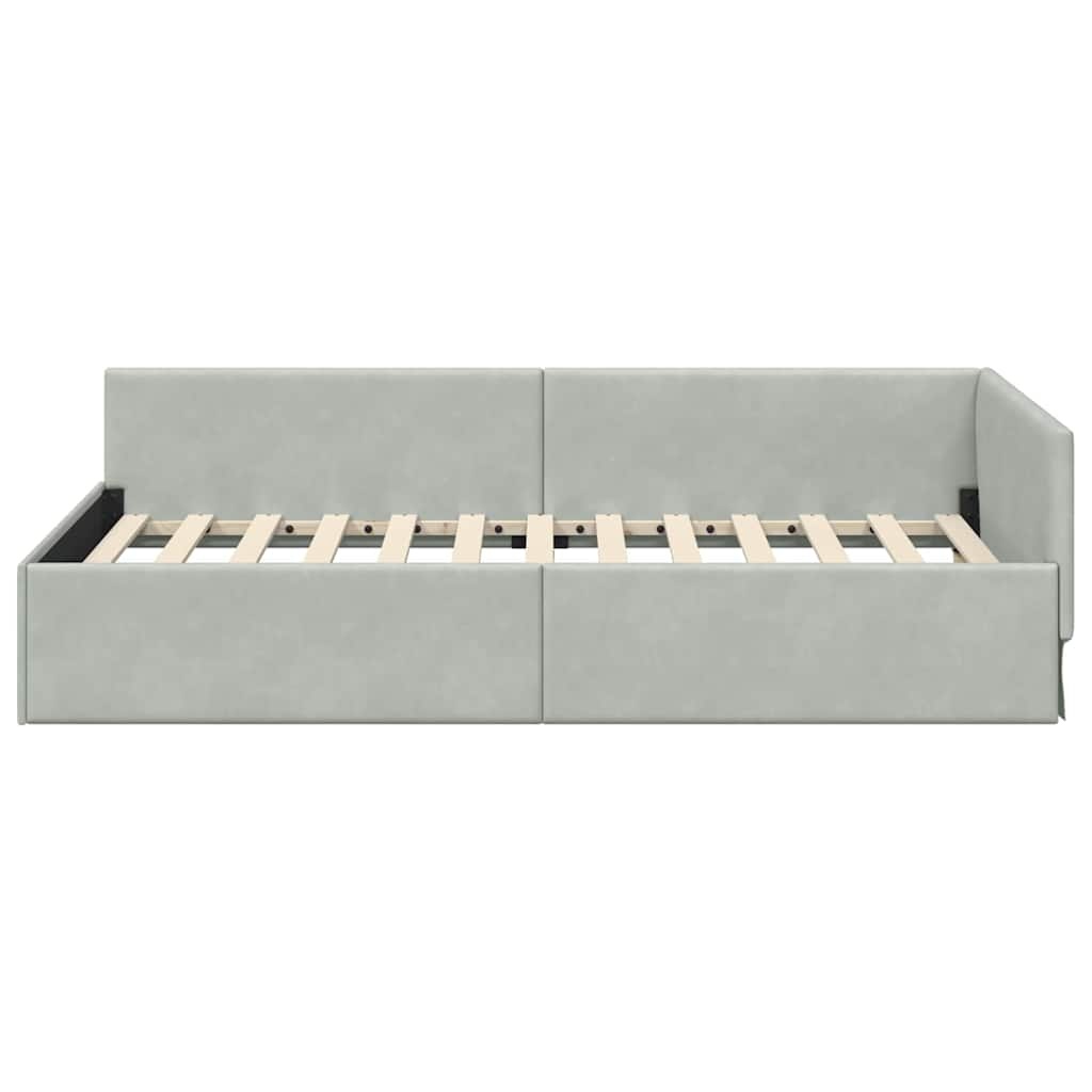 Lichtgrijs Hoekbedframe 80x200 cm - Velvet & Hout - 35% Korting