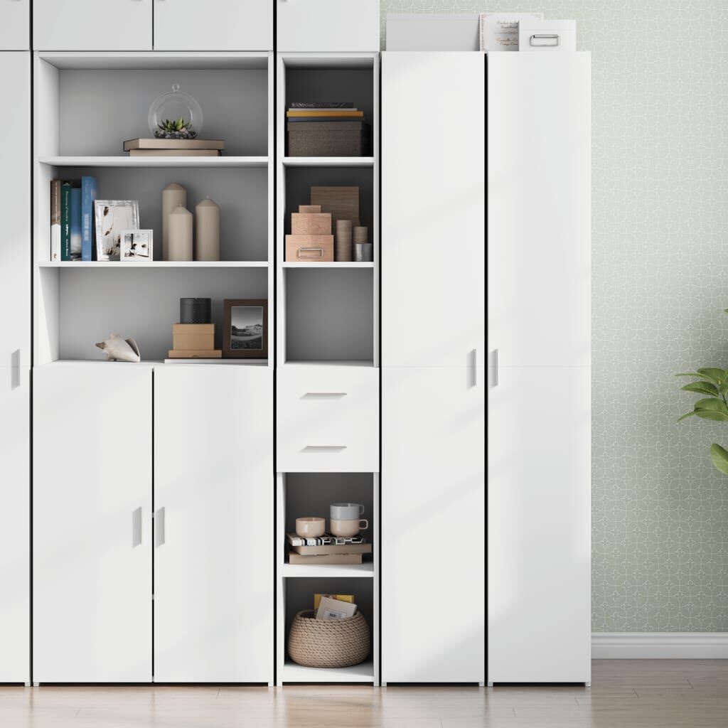 Hoge kast 30x42,5x185 cm bewerkt hout wit - 35% korting