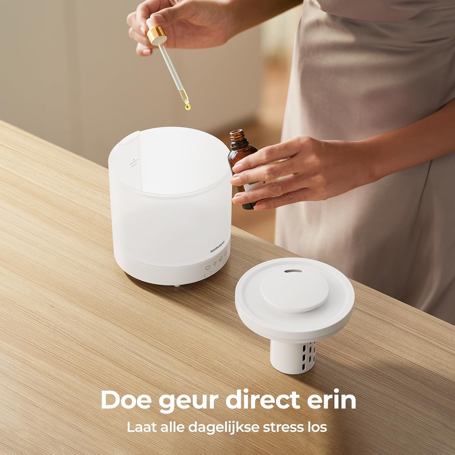 Luchtbevochtiger 1.8L Koele Nevel met Nachtlampje & Diffuser - 35% Korting!