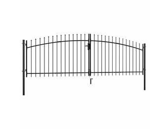 Dubbele Hekpoort 400x150 cm Zwart - Hoge Kwaliteit Staal met Speren