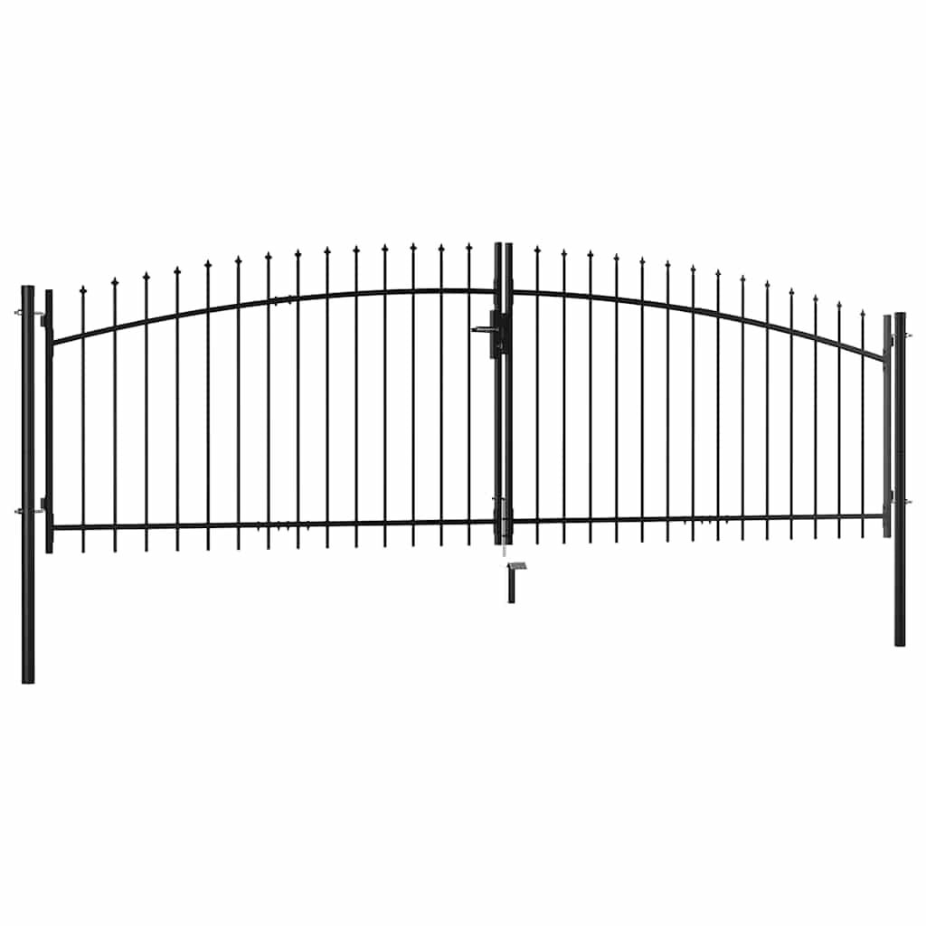 Dubbele Hekpoort 400x150 cm Zwart - Hoge Kwaliteit Staal met Speren