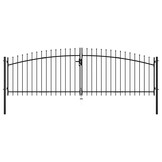 Dubbele Hekpoort 400x150 cm Zwart - Hoge Kwaliteit Staal met Speren
