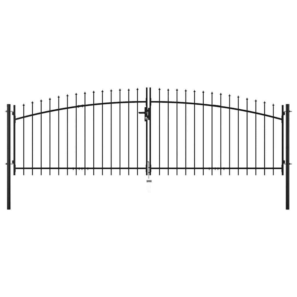 Dubbele Hekpoort 400x150 cm Zwart - Hoge Kwaliteit Staal met Speren