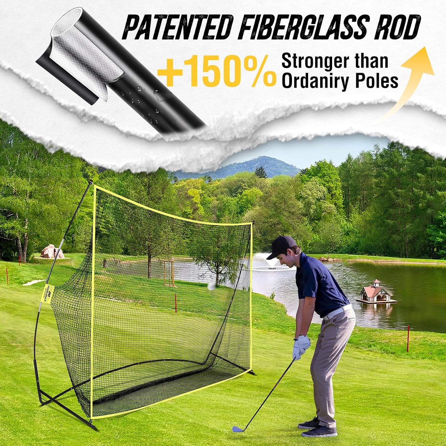 Golf Oefennet 3x2.1m - Geschikt voor Golf, Voetbal & Honkbal | 54% Korting