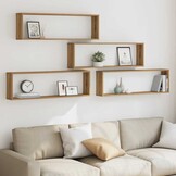 vidaXL Kubus Wandschappen van Bewerkt Hout - 4 Stuks - 29% Korting