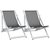 2x Inklapbare Strandstoelen Grijs - Aluminium/Textileen (54% Korting)