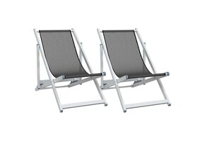 2x Inklapbare Strandstoelen Grijs - Aluminium/Textileen (54% Korting)