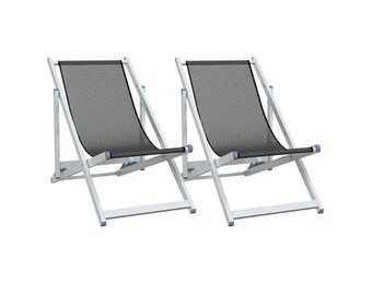 2x Inklapbare Strandstoelen Grijs - Aluminium/Textileen (54% Korting)