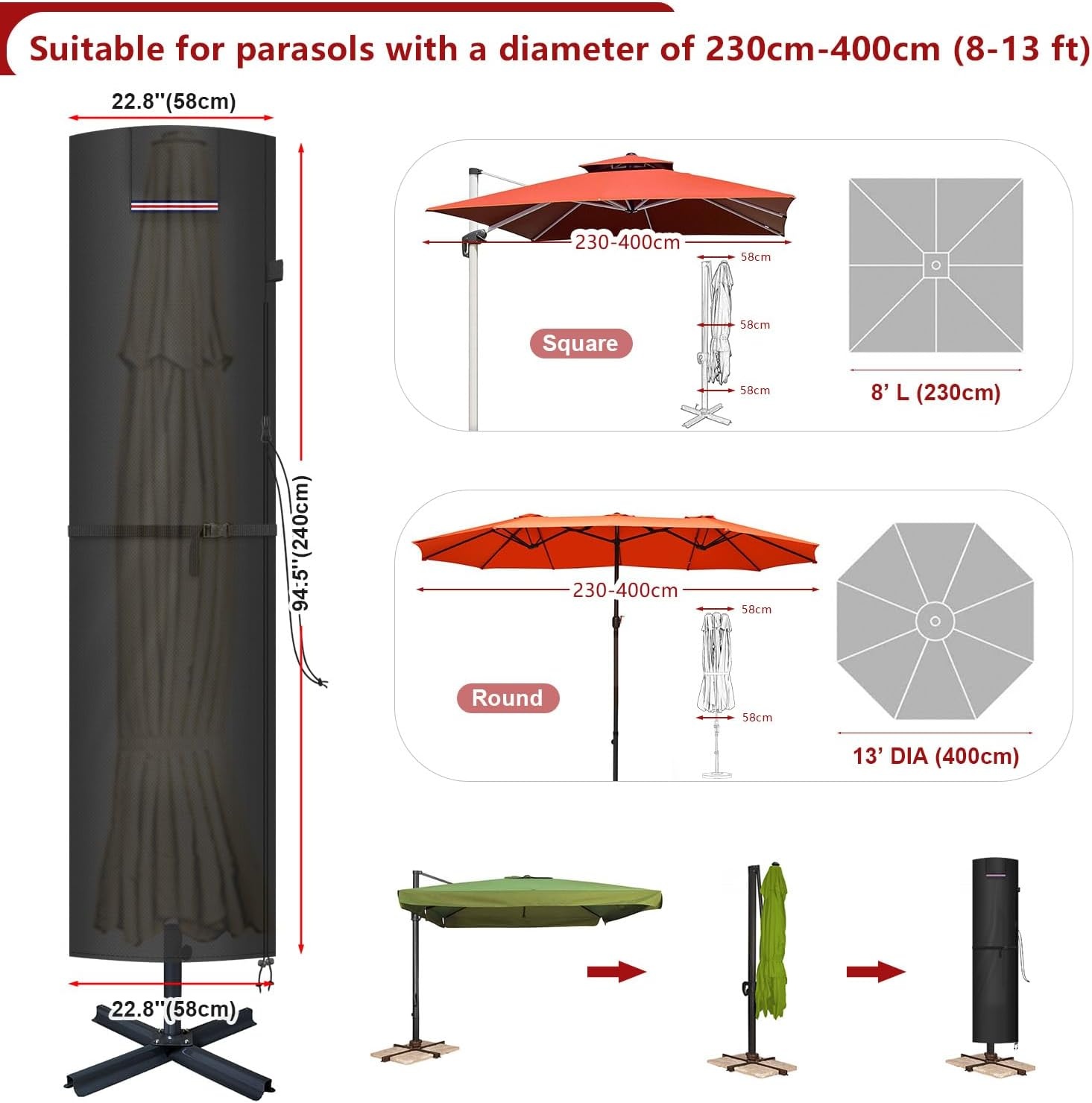 Waterdichte Parasolhoes 240x58cm - 32% Korting