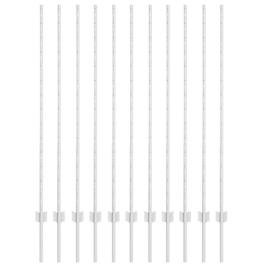 vidaXL Hekpalen 11 Stuks 180 cm Zilver - Gepoedercoat Staal - 34% Korting!
