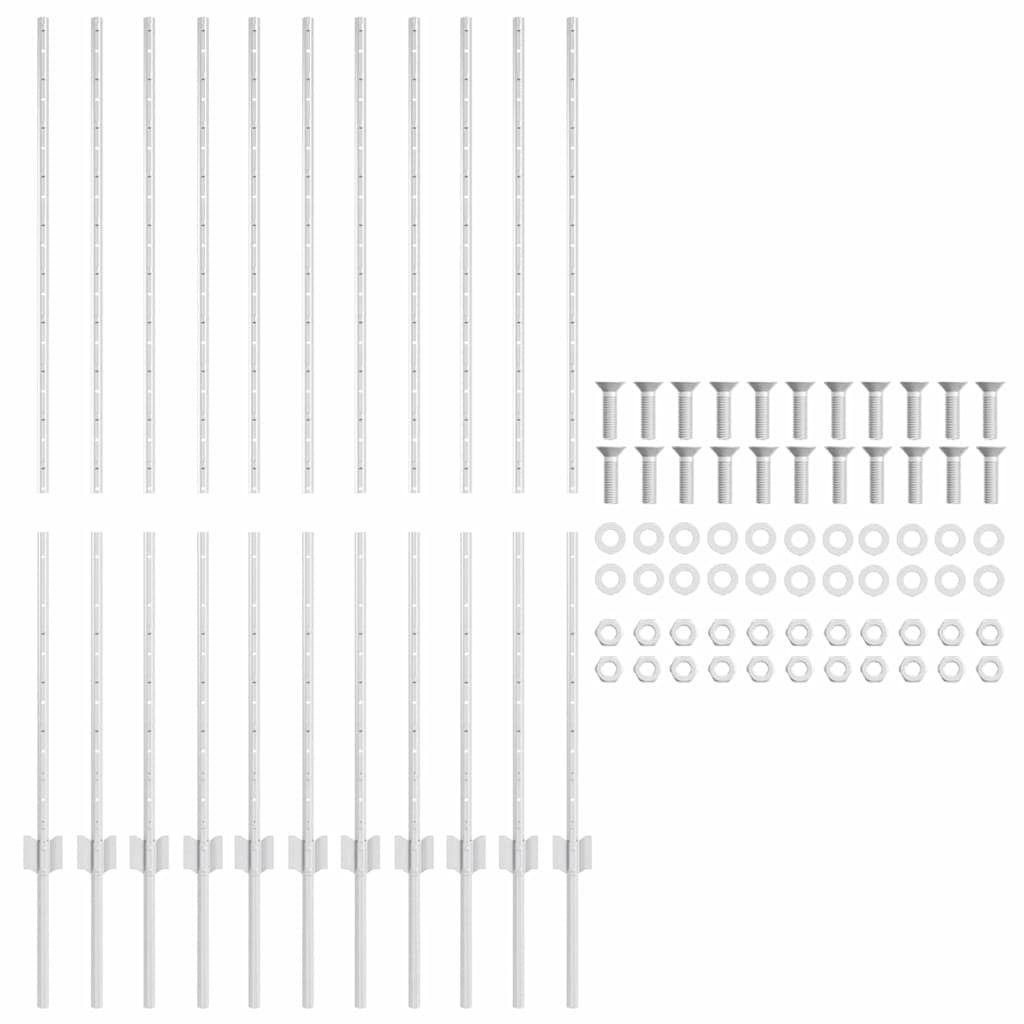 vidaXL Hekpalen 11 Stuks 180 cm Zilver - Gepoedercoat Staal - 34% Korting!