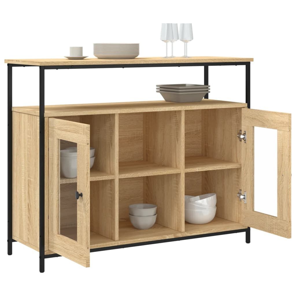 Dressoir 100x35x80 cm Bewerkt Hout Sonoma Eikenkleurig - 41% Korting