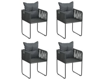 4x Poly Rattan Tuinstoelen met Kussens - Zwart 35% Korting