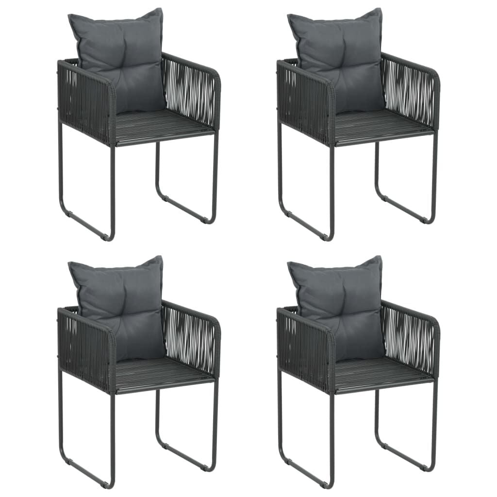 4x Poly Rattan Tuinstoelen met Kussens - Zwart 35% Korting