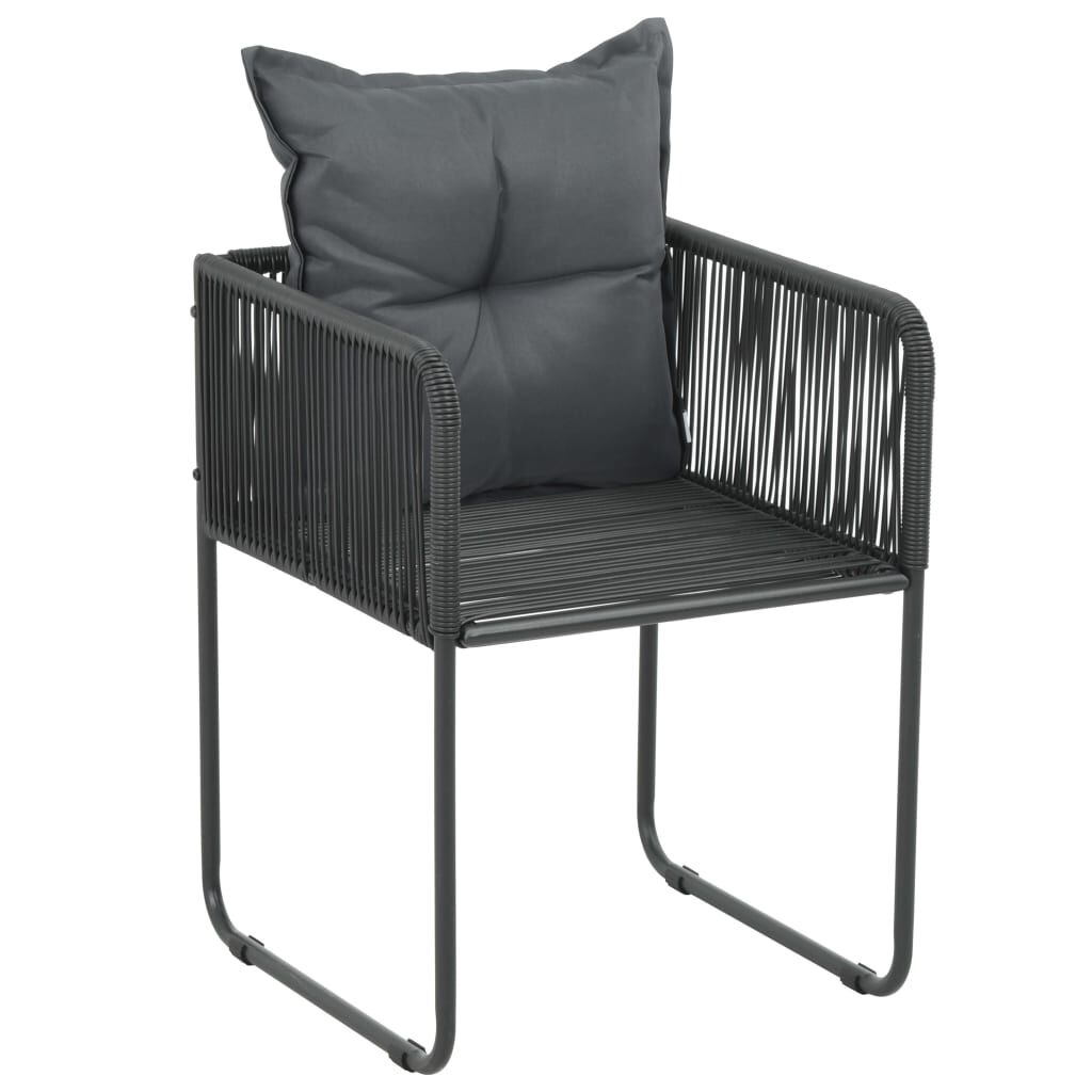 4x Poly Rattan Tuinstoelen met Kussens - Zwart 35% Korting
