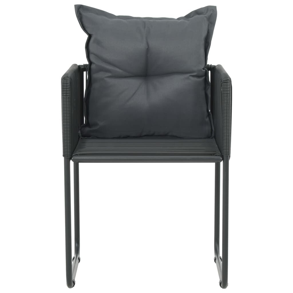 4x Poly Rattan Tuinstoelen met Kussens - Zwart 35% Korting