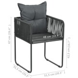 4x Poly Rattan Tuinstoelen met Kussens - Zwart 35% Korting