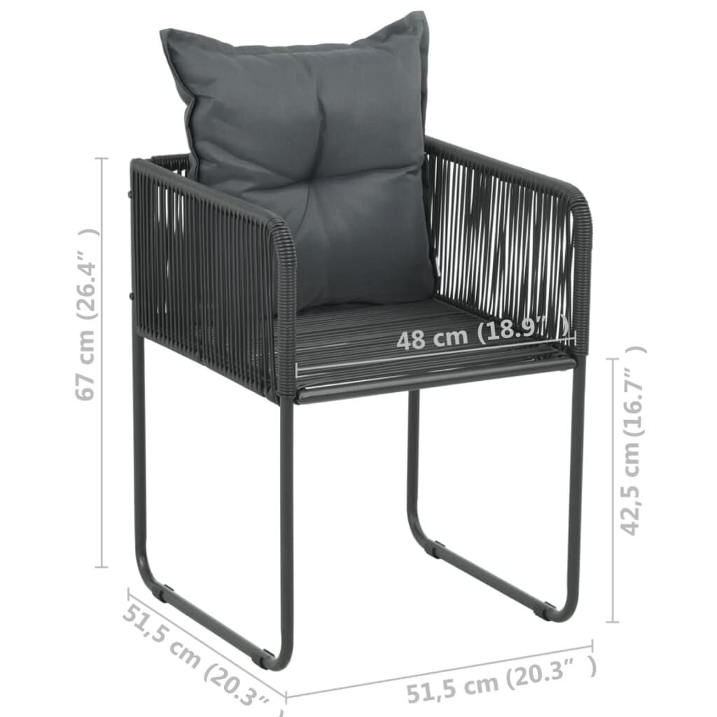 4x Poly Rattan Tuinstoelen met Kussens - Zwart 35% Korting