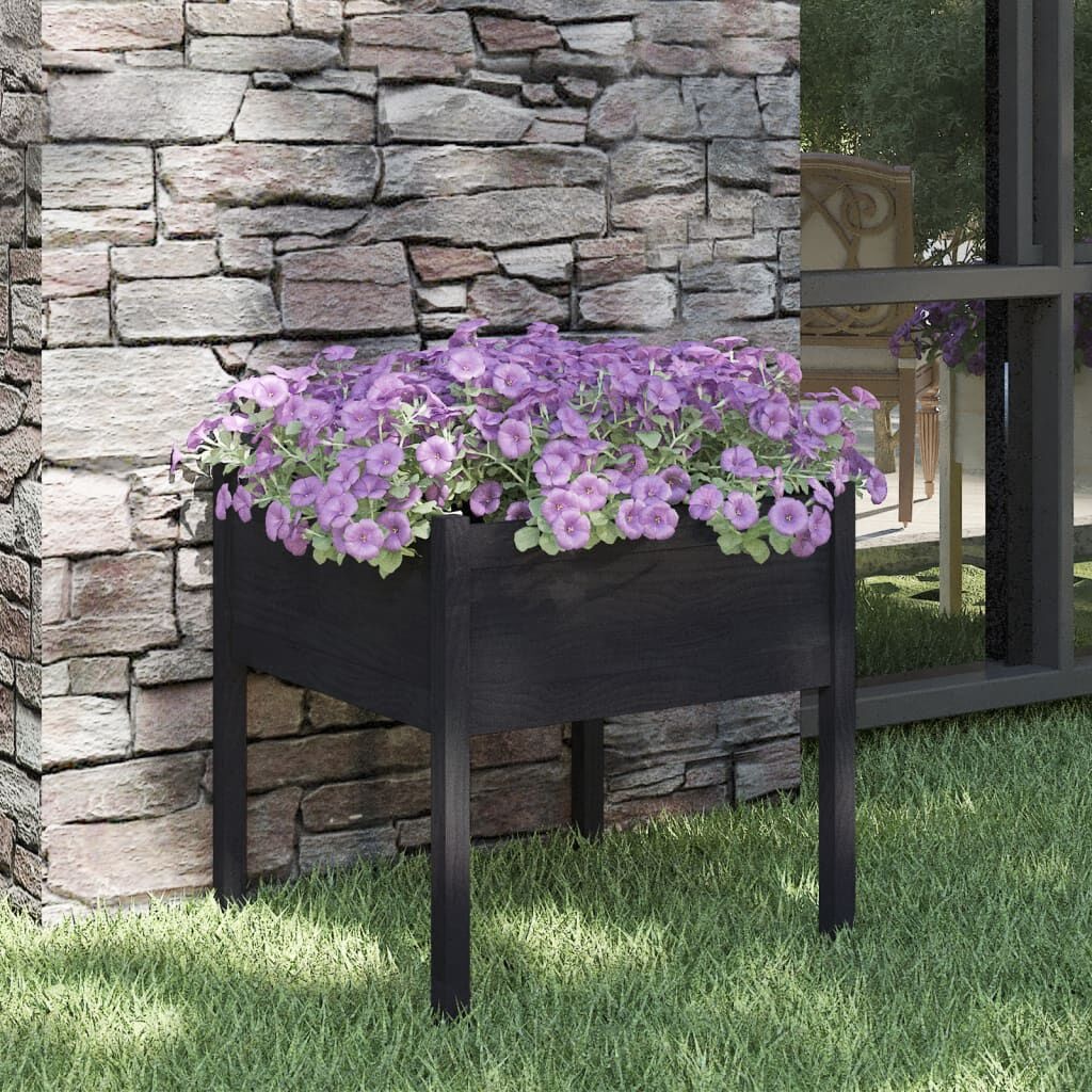 Plantenbak Grenenhout Zwart 70x70x70 cm - 53% Korting